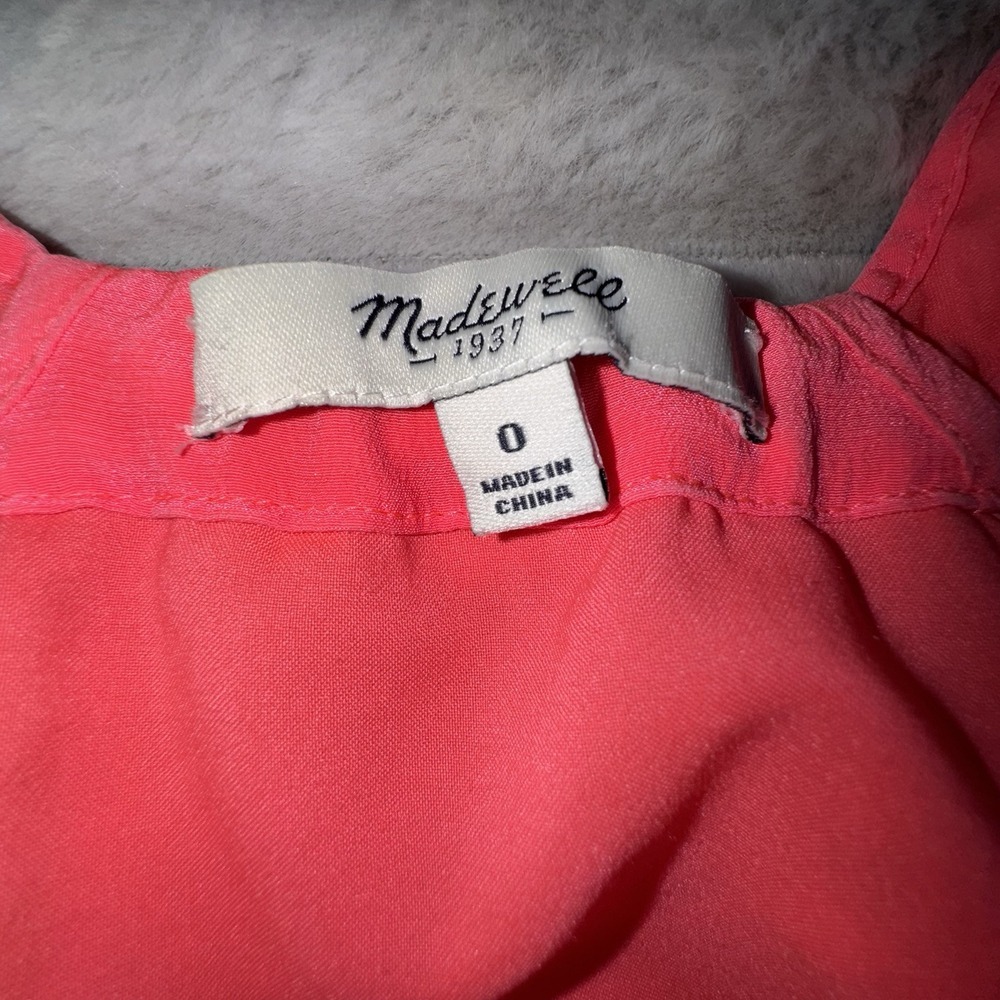 Madewell Women's 0 Coral Pink 100% Silk Tank Empire Waist Mini Dress Iridescent - Picture 3 of 12